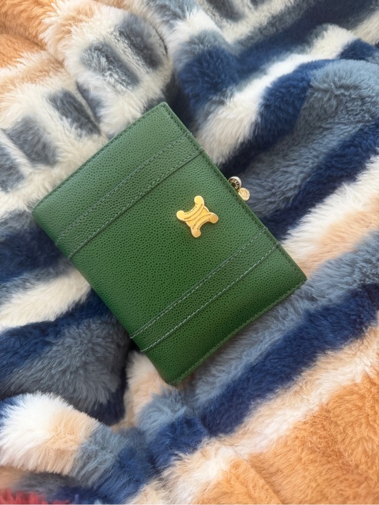 Celine Handbags - Celine Green Leather Wallet with Gold Hardware